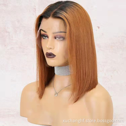 Wholesale Ombre Blonde Short Human Hair Wig Brazilian Virgin Bob Highlight Wigs 100% Human Hair Full Lace Wig With Highlights